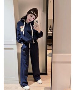 Set Nỉ Nữ Áo Khoác Có Mũ + Quần Suông Dây Rút – Phong Cách Năng Động, Mặc Là Xinh