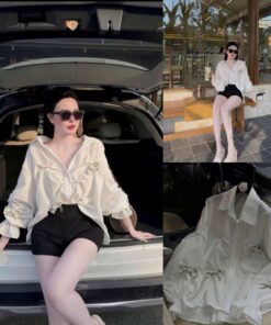 Áo Kiểu Nữ Trắng Ren Cổ Bèo – Blouse Tay Dài Thanh Lịch Phong Cách Tiểu Thư