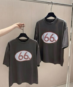 Áo Thun Cổ Tròn Tay Lỡ In Chữ Số 66 Dáng Rộng Unisex