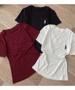 Set Áo Thun Cổ Tim Thêu Logo Phối Quần Short Cạp Cao – Basic Mà Tôn Dáng