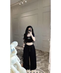 Set Croptop Ôm Body + Quần Ống Rộng Thể Thao – Năng Động, Tôn Dáng Chuẩn Trend