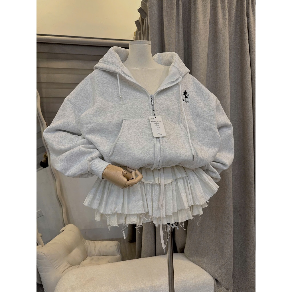 Áo Hoodie Nữ Khóa Kéo – Form Rộng Dễ Thương, Chất Nỉ Mềm Phong Cách Hàn Quốc