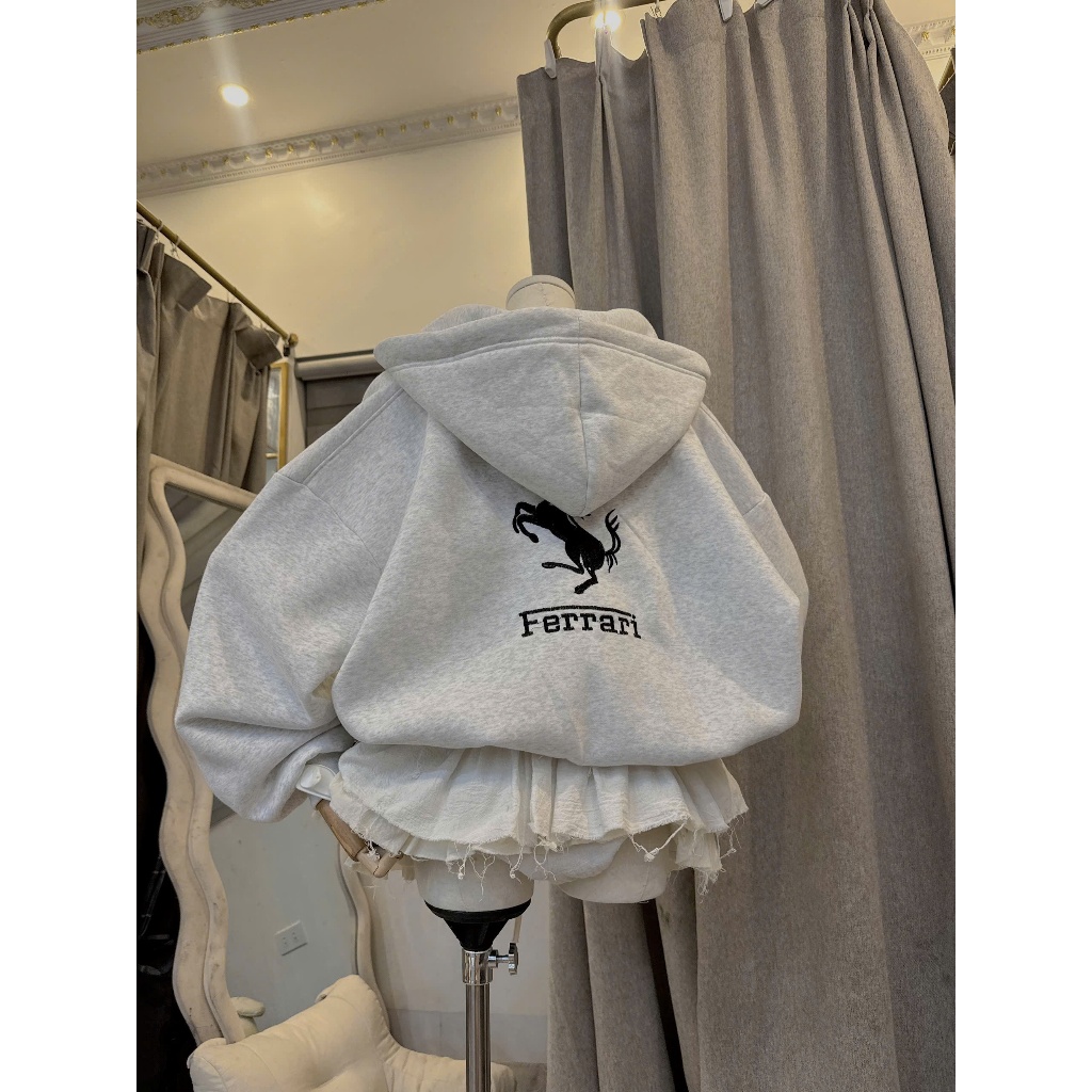 Áo Hoodie Nữ Khóa Kéo – Form Rộng Dễ Thương, Chất Nỉ Mềm Phong Cách Hàn Quốc