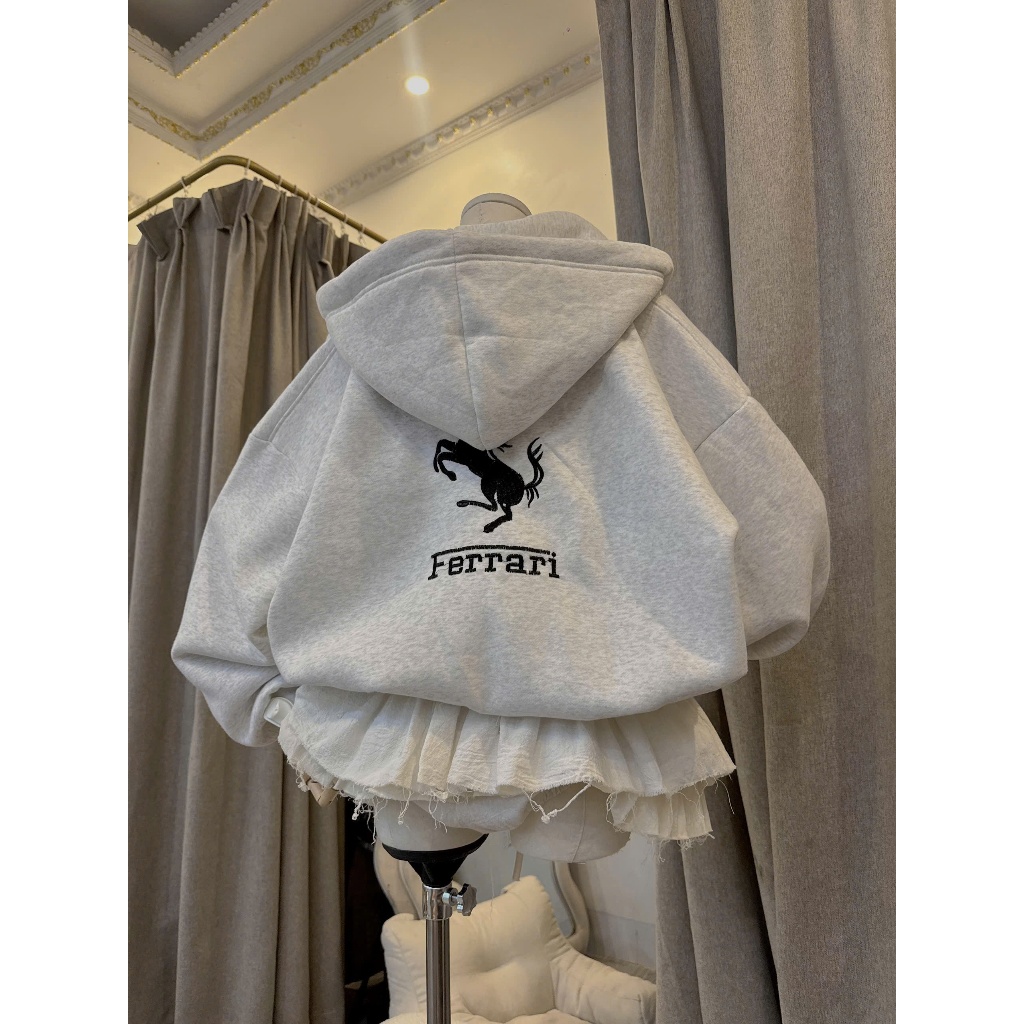 Áo Hoodie Nữ Khóa Kéo – Form Rộng Dễ Thương, Chất Nỉ Mềm Phong Cách Hàn Quốc