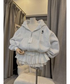 Áo Hoodie Nữ Khóa Kéo – Form Rộng Dễ Thương, Chất Nỉ Mềm Phong Cách Hàn Quốc