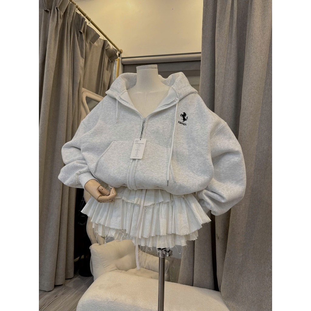 Áo Hoodie Nữ Khóa Kéo – Form Rộng Dễ Thương, Chất Nỉ Mềm Phong Cách Hàn Quốc