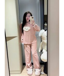 Bộ Đồ Ngủ Nữ Pijama Dài Tay Chấm Bi – Chất Cotton Mềm Mịn, Form Rộng Dễ Thương