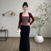 Set Áo Cadigan Mềm Mix Áo Quây Bozip Kèm Chân Váy Đuôi Cá Xinh