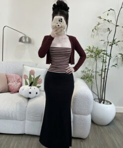 Set Áo Cadigan Mềm Mix Áo Quây Bozip Kèm Chân Váy Đuôi Cá Xinh