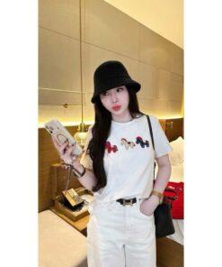 Áo Thun Ngắn Tay Thêu Hình Ngựa Dễ Thương – Chất Cotton Mềm Mịn, Nhiều Màu Trẻ Trung