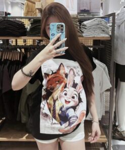 Áo Thun Zootopia Unisex Form Rộng – Áo Thun In Hình Hoạt Hình Cá Tính