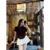 Set Áo Thun Basic + Chân Váy Ngắn Xếp Ly Phồng – Outfit Ulzzang Trẻ Trung, Dễ Thương