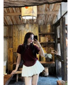 Set Áo Thun Basic + Chân Váy Ngắn Xếp Ly Phồng – Outfit Ulzzang Trẻ Trung, Dễ Thương