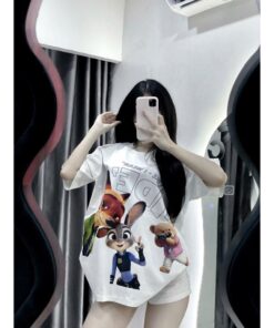 Áo Thun Form Rộng In Hoạt Hình Zootopia – Áo Thun Unisex Cá Tính, Năng Động