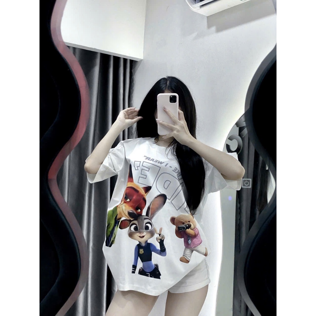 Áo Thun Form Rộng In Hoạt Hình Zootopia – Áo Thun Unisex Cá Tính, Năng Động