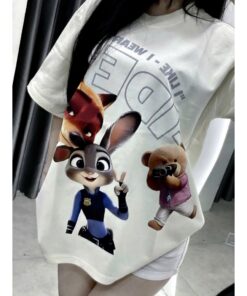 Áo Thun Form Rộng In Hoạt Hình Zootopia – Áo Thun Unisex Cá Tính, Năng Động