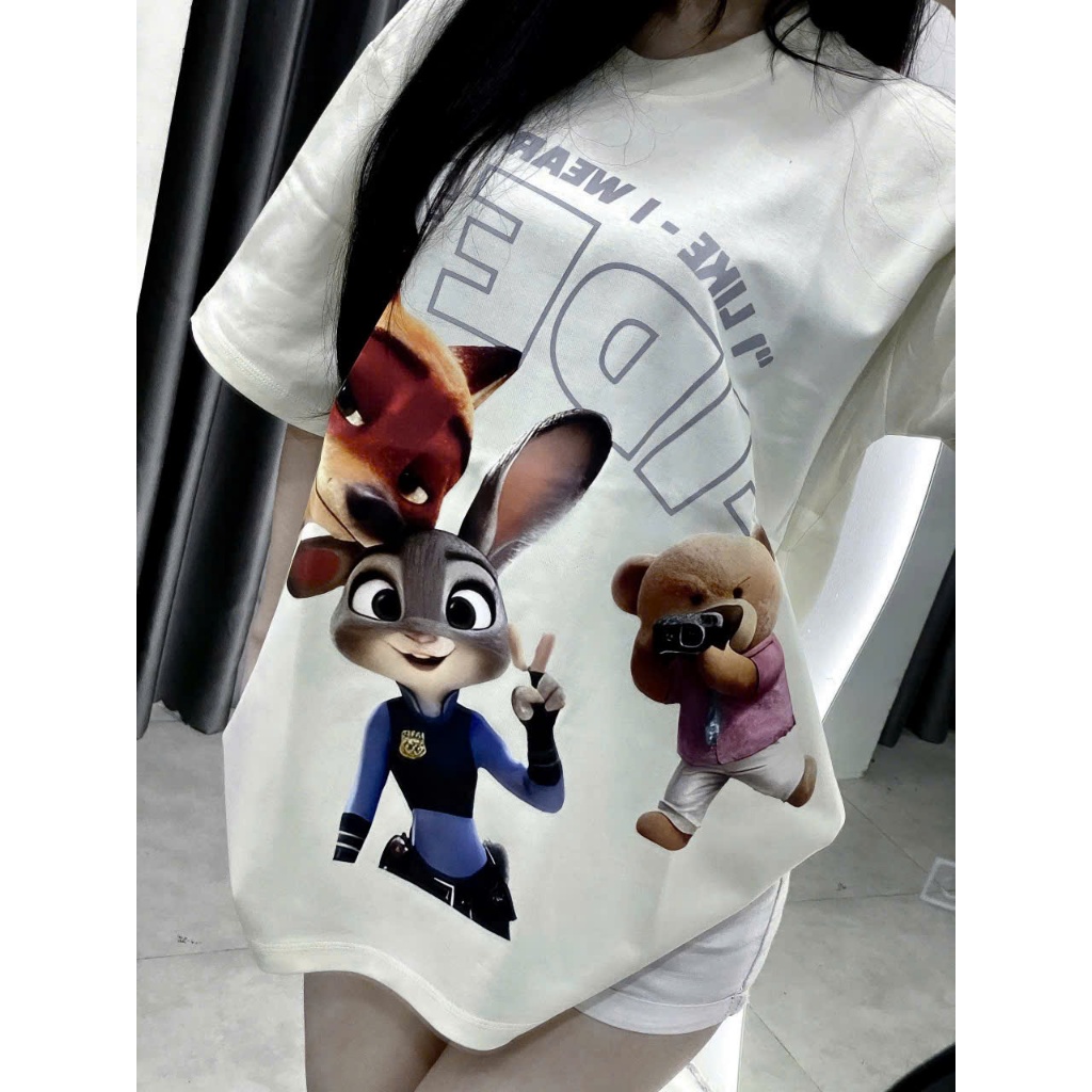 Áo Thun Form Rộng In Hoạt Hình Zootopia – Áo Thun Unisex Cá Tính, Năng Động