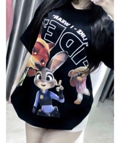 Áo Thun Form Rộng In Hoạt Hình Zootopia – Áo Thun Unisex Cá Tính, Năng Động