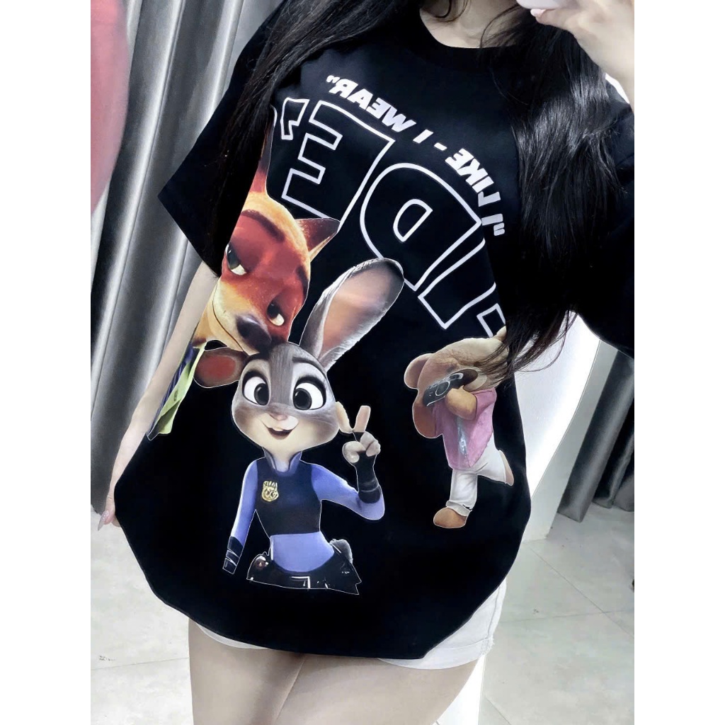 Áo Thun Form Rộng In Hoạt Hình Zootopia – Áo Thun Unisex Cá Tính, Năng Động