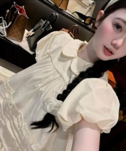 Set áo babydoll cổ sen chất gió hàn tầng bèo mix chân váy bí tiểu thư sang chảnh