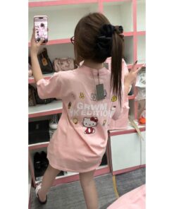 Áo Thun Hồng Hello Kitty GRWM HK Edition – Áo Thun Nữ Dễ Thương Form Rộng Trẻ Trung