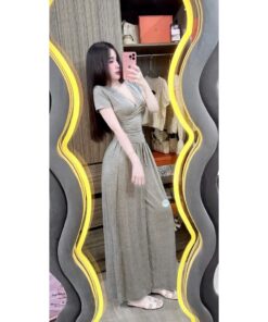 Sét bộ Áo cộc tay cổ tim viền ren mix Quần dài ống rộng tôn dáng Hot Hit Đi chơi xinh xắn