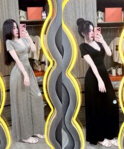 Sét bộ Áo cộc tay cổ tim viền ren mix Quần dài ống rộng tôn dáng Hot Hit Đi chơi xinh xắn