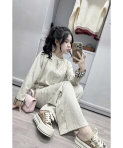 Set Bộ Nữ Cardigan Cài Nút & Quần Suông Form Rộng – Đồ Bộ Nỉ Mềm Phong Cách Hàn Quốc