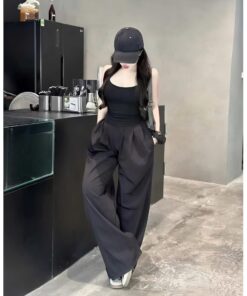 Set Bộ Món Áo Thun Kẻ Mix Quần Đen Loe Siêu Đẹp Chất Thun Co Giãn & Vải Mềm Mát, Tôn Dáng