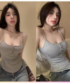 Áo 2 dây tăm cúc trước, áo ôm body phong cách quyến rũ thời trang mùa hè