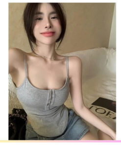 Áo 2 dây tăm cúc trước, áo ôm body phong cách quyến rũ thời trang mùa hè