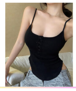 Áo 2 dây tăm cúc trước, áo ôm body phong cách quyến rũ thời trang mùa hè