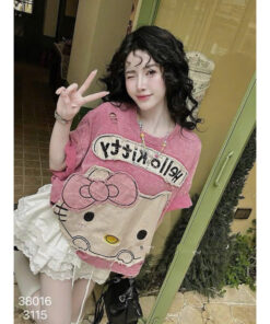 Áo Phông Hello-Kty Nữ Dễ Thương Đáp Vải Dày Dặn Chất Cotton 2 Chiều Cao Cấp