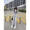 Set đồ nữ áo hai dây trơn kèm quần ống suông họa tiết chất thun dày dặn thoáng mát