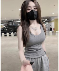 Set đồ nữ áo hai dây trơn kèm quần ống suông họa tiết chất thun dày dặn thoáng mát