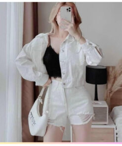 Quần short rách 1 khuy cài rách nữ lưng cao cá tính năng động