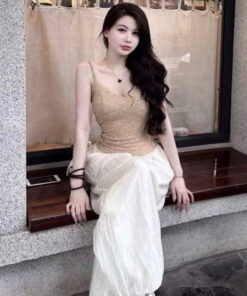 Set Áo Hai Dây Ren Hoa Phối Quần Suông Chất Voan Tơ Mềm Mại