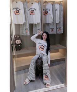 Set Đồ Bộ Nữ Tay Dài Hoạt Hình Shin – Cotton Mềm Mát, Dễ Thương, Mặc Nhà & Đi Chơi