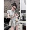 Set Váy Áo Croptop Mix Chân Váy Gấu Bông – Dễ Thương Hết Nấc, Tặng Kèm Gấu Siêu Cute