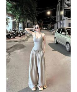 Set Ba lỗ Ôm Body & Quần Ống Suông Cá Tính – Chất Vải Mềm Mịn, Tự Nhiên Tôn Dáng