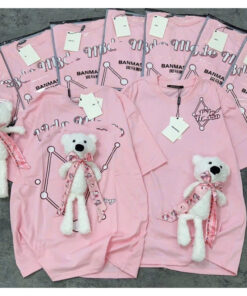 Áo Thun Cotton Kèm Gấu 13 Mẫu Mới Hàng Qccc Gấu Lưng Xinh Ngoan Yêu