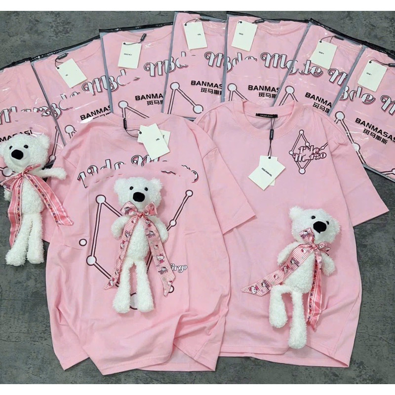 Áo Thun Cotton Kèm Gấu 13 Mẫu Mới Hàng Qccc Gấu Lưng Xinh Ngoan Yêu