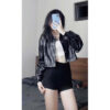 Áo Khoác Da Dáng Croptop Trơn Phong Cách Trẻ Trung Năng Động