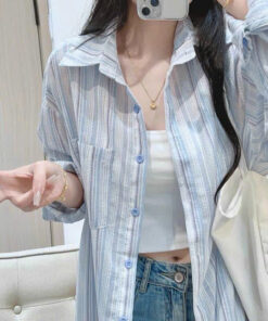 Áo sơ mi kẻ dấu mặc thoáng mát siêu hot trend phù hợp với mọi outfit