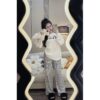 Set Bộ Áo Dài Tay In Chữ Celi Kèm Quần Xuông Kẻ Ngang Basic Hot