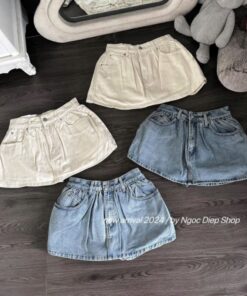 Chân Váy Jean Ngắn Xoè Có Quần Bảo Hộ Dễ Mix Đồ Kiểu Dáng Trẻ Trung Năng Động