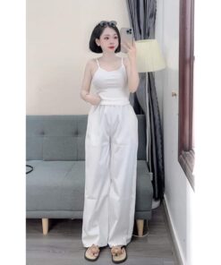 Set Bộ Áo 2 Dây Mix Quần Kaki Túi Nắp Kiểu Dáng Trẻ Trung Cá Tính