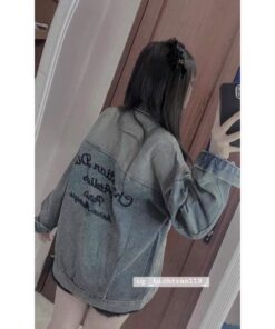 Áo Khoác Jean Thêu Chữ Lưng Dáng Rộng Dễ Mix Đồ Kiểu Dáng Trẻ Trung