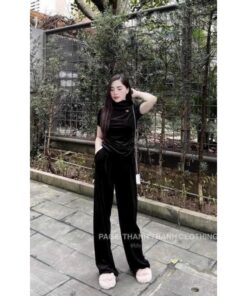 Set Bộ Áo Cổ 2P Gắn Miu Kèm Quần Xuông Chất Nỉ Dày Dặn Kiểu Dáng Trẻ Trung