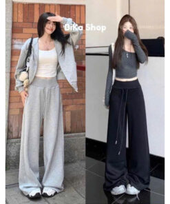 Quần Nỉ Xuông Cạp Bản To Dây Rút Dễ Mix Đồ Kiểu Dáng Trẻ Trung Cá Tính